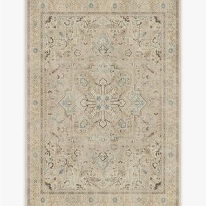 Elegant Beige and Blue Area Rug
